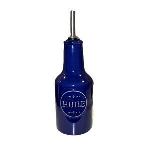 Sur La Table Everyday Blue Earthenware Oil Dispenser With Stainless Steel Spout